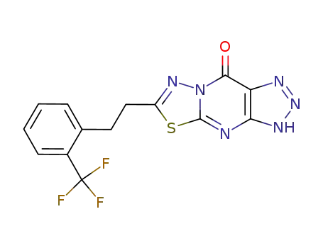 Molecular Structure of 141421-44-5 (6-{2-[2-(trifluoromethyl)phenyl]ethyl}[1,3,4]thiadiazolo[3,2-a][1,2,3]triazolo[4,5-d]pyrimidin-9(2H)-one)
