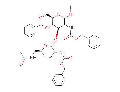 {(4aR,6S,7R,8R,8aS)-8-[(2R,3R,6S)-6-(Acetylamino-methyl)-3-benzyloxycarbonylamino-tetrahydro-pyran-2-yloxy]-6-methoxy-2-phenyl-hexahydro-pyrano[3,2-d][1,3]dioxin-7-yl}-carbamic acid benzyl ester