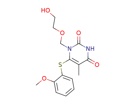 Molecular Structure of 125056-63-5 (1-[(2-hydroxyethoxy)methyl]-6-[(2-methoxyphenyl)sulfanyl]-5-methylpyrimidine-2,4(1H,3H)-dione)