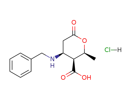 Molecular Structure of 77120-93-5 ((2RS,3RS,4SR)-4-benzylamino-2-methyl-6-oxotetrahydropyran-3-carboxylic-acid hydrochloride)