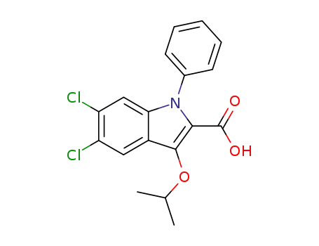 Molecular Structure of 113525-24-9 (1H-Indole-2-carboxylic acid, 5,6-dichloro-3-(1-methylethoxy)-1-phenyl-)