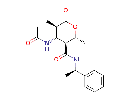 Molecular Structure of 113481-21-3 (2H-Pyran-3-carboxamide,
4-(acetylamino)tetrahydro-2,5-dimethyl-6-oxo-N-(1-phenylethyl)-)