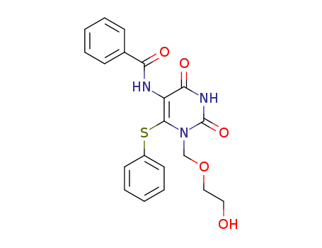 Molecular Structure of 137897-82-6 (1-[(2-hydroxyethoxy)methyl]-2,4-dioxo-N-phenyl-6-(phenylsulfanyl)-1,2,3,4-tetrahydropyrimidine-5-carboxamide)