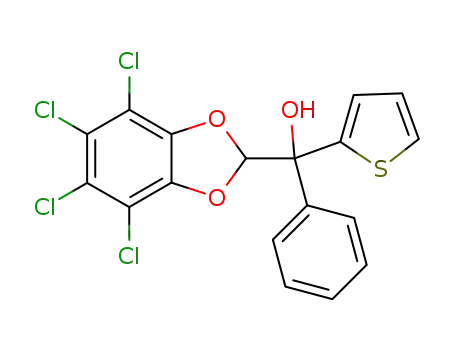Molecular Structure of 77729-09-0 (Phenyl-(4,5,6,7-tetrachloro-benzo[1,3]dioxol-2-yl)-thiophen-2-yl-methanol)