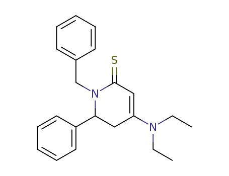 Molecular Structure of 87992-52-7 (2(1H)-Pyridinethione,
4-(diethylamino)-5,6-dihydro-6-phenyl-1-(phenylmethyl)-)