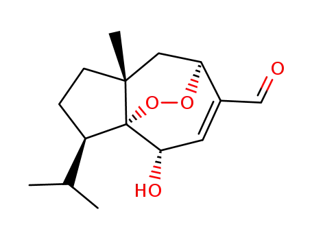 Molecular Structure of 121387-05-1 ((3R,3aR,4S,7S,8aR)-4-hydroxy-8a-methyl-3-(propan-2-yl)-2,3,4,7,8,8a-hexahydro-1H-3a,7-epidioxyazulene-6-carbaldehyde)