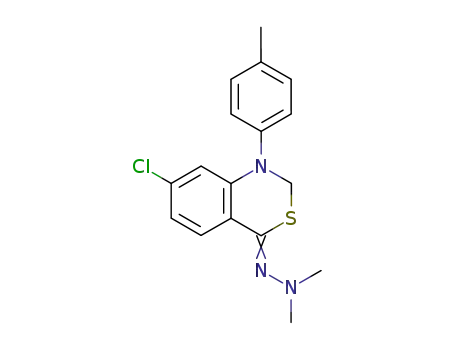 Molecular Structure of 90070-67-0 (4H-3,1-Benzothiazin-4-one, 7-chloro-1,2-dihydro-1-(4-methylphenyl)-,
dimethylhydrazone)