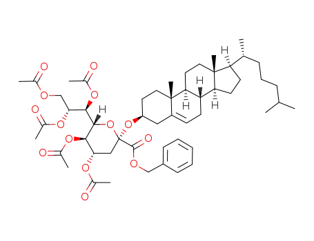 benzyl 4,5,7,8,9-penta-O-acetyl-2-(5-cholesten-3β-yloxy)-3-deoxy-D-glycero-α-D-galacto-2-nonulopyranosonate