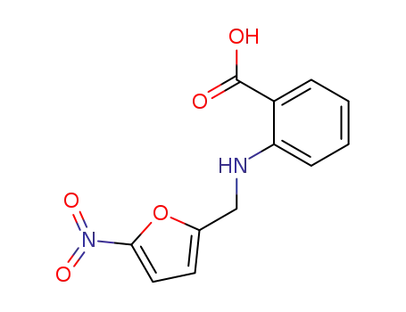 Molecular Structure of 88796-62-7 (Benzoic acid, 2-[[(5-nitro-2-furanyl)methyl]amino]-)