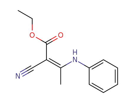 Molecular Structure of 88301-12-6 (2-Butenoic acid, 2-cyano-3-(phenylamino)-, ethyl ester, (Z)-)