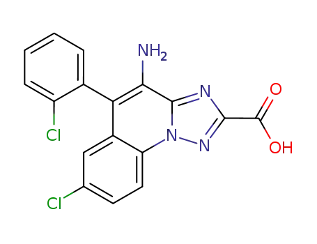 Molecular Structure of 104594-47-0 ([1,2,4]Triazolo[1,5-a]quinoline-2-carboxylic acid,
4-amino-7-chloro-5-(2-chlorophenyl)-)