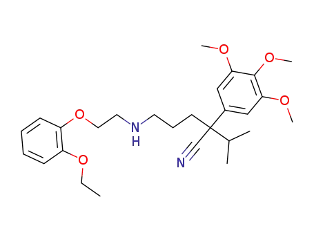 Molecular Structure of 103545-88-6 (5-[2-(2-Ethoxy-phenoxy)-ethylamino]-2-isopropyl-2-(3,4,5-trimethoxy-phenyl)-pentanenitrile)