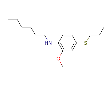 Molecular Structure of 136063-68-8 (Benzenamine, N-hexyl-2-methoxy-4-(propylthio)-)