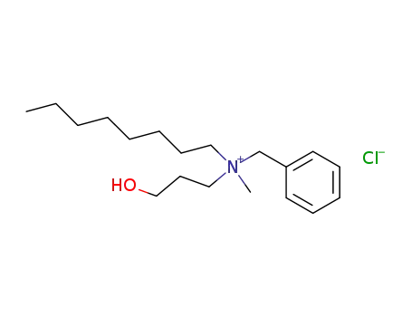 Molecular Structure of 88090-25-9 (Benzenemethanaminium, N-(3-hydroxypropyl)-N-methyl-N-octyl-,
chloride)