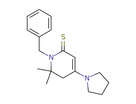 Molecular Structure of 87992-48-1 (2(1H)-Pyridinethione,
5,6-dihydro-6,6-dimethyl-1-(phenylmethyl)-4-(1-pyrrolidinyl)-)