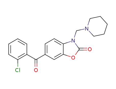 Molecular Structure of 99541-43-2 (6-[(2-chlorophenyl)carbonyl]-3-(piperidin-1-ylmethyl)-1,3-benzoxazol-2(3H)-one)