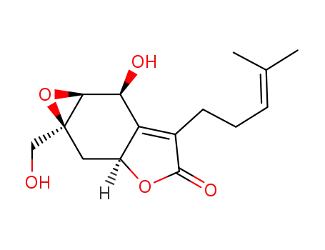 Molecular Structure of 21764-33-0 ((1aS)-2,2aβ,6,6aβ-Tetrahydro-6α-hydroxy-1a-(hydroxymethyl)-5-(4-methyl-3-pentenyl)oxireno[f]benzofuran-4(1aH)-one)