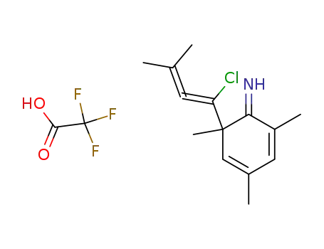 Molecular Structure of 132643-96-0 (6-(1'-chloro-3'-methylbuta-1',2'-dienyl)-2,4,6-trimethylcyclohexa-2,4-dien-1-iminium trifluoroacetate)