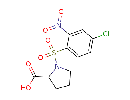 Molecular Structure of 107197-00-2 (N-(4-chloro-2-nitrophenylsulphonyl)pyrrolidine-2-carboxylic acid)