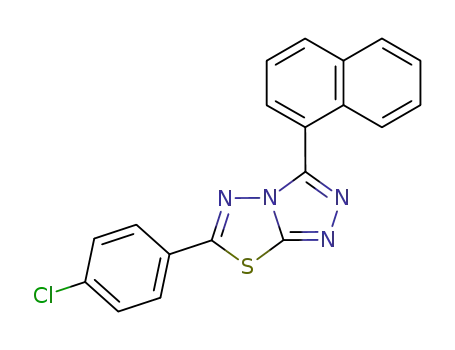 Molecular Structure of 139438-19-0 (1,2,4-Triazolo[3,4-b][1,3,4]thiadiazole,
6-(4-chlorophenyl)-3-(1-naphthalenyl)-)