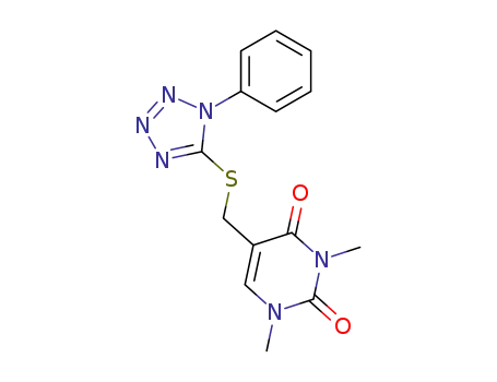 2,4(1H,3H)-Pyrimidinedione,
1,3-dimethyl-5-[[(1-phenyl-1H-tetrazol-5-yl)thio]methyl]-