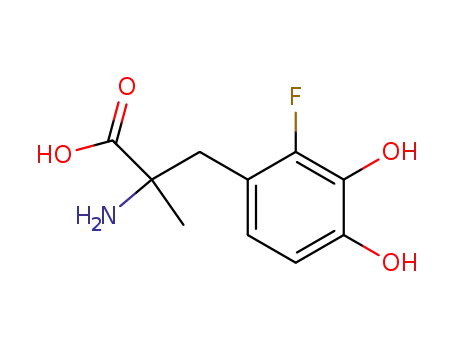 Molecular Structure of 6482-05-9 ((2S)-2-amino-3-(2-fluoro-4,5-dihydroxy-phenyl)-2-methyl-propanoic acid)