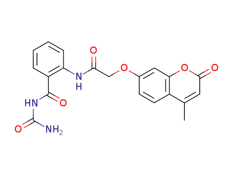 Molecular Structure of 128649-82-1 (2-(4-Methyl-2-oxo-2H-chromen-7-yloxy)-N-(2-ureidocarbonyl-phenyl)-acetamide)