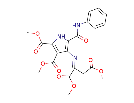 Molecular Structure of 143467-91-8 (1H-Pyrrole-2,3-dicarboxylic acid,
4-[[3-methoxy-1-(methoxycarbonyl)-3-oxopropylidene]amino]-5-[(phenyl
amino)carbonyl]-, dimethyl ester)
