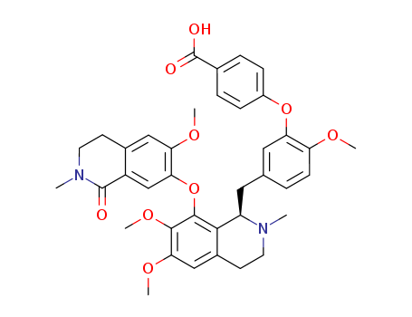 Molecular Structure of 115439-17-3 (Benzoic acid,4-[2-methoxy-5-[[(1R)-1,2,3,4-tetrahydro-6,7-dimethoxy-2-methyl-8-[(1,2,3,4-tetrahydro-6-methoxy-2-methyl-1-oxo-7-isoquinolinyl)oxy]-1-isoquinolinyl]methyl]phenoxy]-)