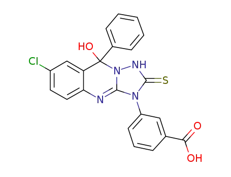 1-(3-Carbethoxy)-phenyl-7-chlor-5-hydroxy-5-phenyl-2-thioxo-3H-1,2,3,5-tetrahydro<1.2.4>triazolo<5.1-b>chinazolin
