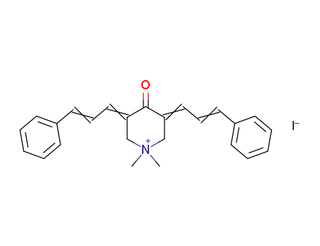 Molecular Structure of 142808-59-1 (1,1-Dimethyl-4-oxo-3,5-bis(3-phenyl-2-propenylidene)piperidinium iodid e)