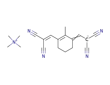 Molecular Structure of 98826-81-4 (METHANAMINIUM, N,N,N-TRIMETHYL-, SALT WITH [[3-(2,2-DICYANOETHENYL)-2-METHYL-2-CYCLOHEXEN-1-YLIDENE]METHYL]PROPANEDINITRILE (1:1))