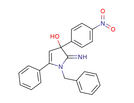Molecular Structure of 88875-54-1 (1H-Pyrrol-3-ol,
2,3-dihydro-2-imino-3-(4-nitrophenyl)-5-phenyl-1-(phenylmethyl)-)