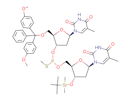 Molecular Structure of 134407-75-3 (O-(3'-O-t-butyldimethylsilylthymidin-5'-yl) O-(5'-dimethoxytritylthymidin-3'-yl) S-methyl thiophosphite)