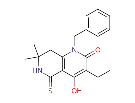 3-Ethyl-1-benzyl-4-hydroxy-7,7-dimethyl-5-thioxo-5,6,7,8-tetrahydro-1,6-naphthyridin-2(1H)-on