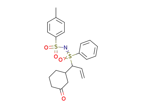 Molecular Structure of 189375-92-6 (Cyclohexanone,
3-[1-[N-[(4-methylphenyl)sulfonyl]-S-phenylsulfonimidoyl]-2-propenyl]-)