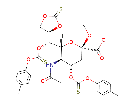methyl <methyl 5-acetamido-3,5-dideoxy-4,7-bis-O-<(4-methylphenoxy)thiocarbonyl>-8,9-O-(thiocarbonyl)-β-D-glycero-D-galacto-2-nonulopyranosid>onate