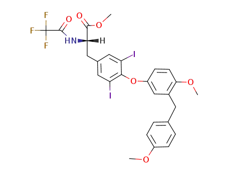 Molecular Structure of 105170-33-0 (L-3,5-diiodo-3'-(4-methoxybenzyl)-O-methyl-N-trifluoroacetyl thyronine methyl ester)