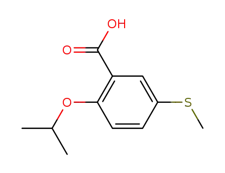 Molecular Structure of 63635-25-6 (Benzoic acid, 2-(1-methylethoxy)-5-(methylthio)-)
