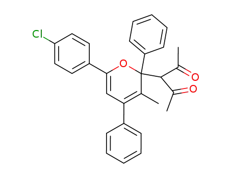 Molecular Structure of 80948-19-2 (2,4-Pentanedione,
3-[6-(4-chlorophenyl)-3-methyl-2,4-diphenyl-2H-pyran-2-yl]-)