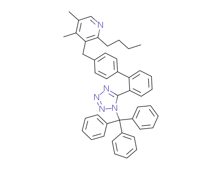Molecular Structure of 1027030-59-6 (2-Butyl-4,5-dimethyl-3-[2'-(1-trityl-1H-tetrazol-5-yl)-biphenyl-4-ylmethyl]-pyridine)