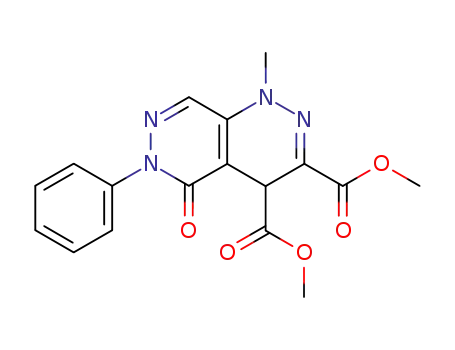 Molecular Structure of 128457-01-2 (Pyridazino[4,5-c]pyridazine-3,4-dicarboxylic acid,
1,4,5,6-tetrahydro-1-methyl-5-oxo-6-phenyl-, dimethyl ester)
