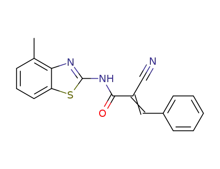 Molecular Structure of 160893-89-0 ((2E)-2-cyano-N-(4-methyl-1,3-benzothiazol-2-yl)-3-phenylprop-2-enamide)