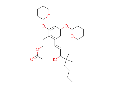 Acetic acid 2-[2-((E)-3-hydroxy-4,4-dimethyl-oct-1-enyl)-4,6-bis-(tetrahydro-pyran-2-yloxy)-phenyl]-ethyl ester