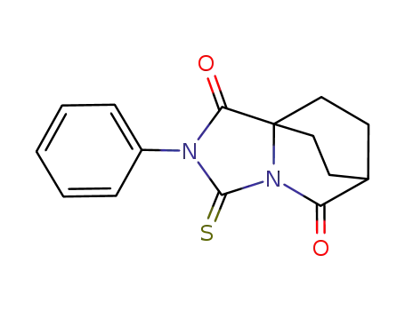 Molecular Structure of 111504-37-1 (3-Phenyl-4-thioxo-3,5-diaza-tricyclo[5.2.2.0<sup>1,5</sup>]undecane-2,6-dione)