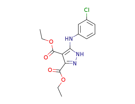 Molecular Structure of 142115-60-4 (1H-Pyrazole-3,4-dicarboxylic acid, 5-[(3-chlorophenyl)amino]-, diethyl
ester)