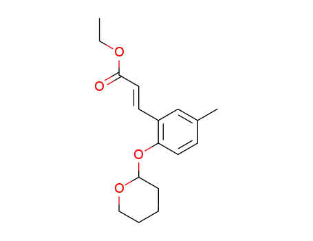 Molecular Structure of 238402-55-6 ((E)-3-[5-Methyl-2-(tetrahydro-pyran-2-yloxy)-phenyl]-acrylic acid ethyl ester)