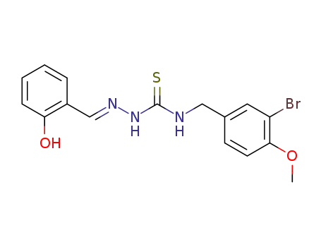Molecular Structure of 186453-55-4 (Hydrazinecarbothioamide, N-((3-bromo-4-methoxyphenyl)methyl)-2-((2-hyd roxyphenyl)methylene)-)