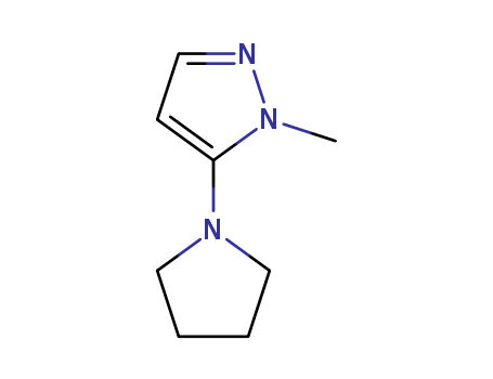 Molecular Structure of 141893-36-9 (1H-Pyrazole, 1-methyl-5-(1-pyrrolidinyl)-)