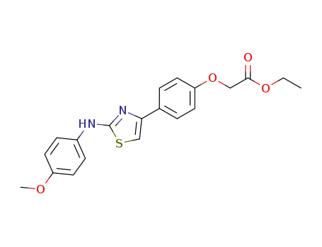 Molecular Structure of 168127-31-9 (ethyl 2-[4-[2-[(4-methoxyphenyl)amino]-1,3-thiazol-4-yl]phenoxy]acetat e)